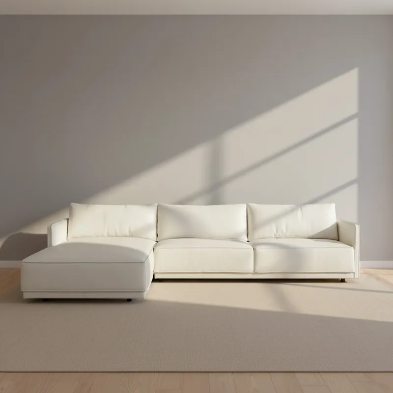 Sillón C/chaise 3 Cuerpos Cuero-100-natural Blanco Romeo Tp2 Grano Izquierdo en Blanco - Sillones y sofás, Uruguay | Divino