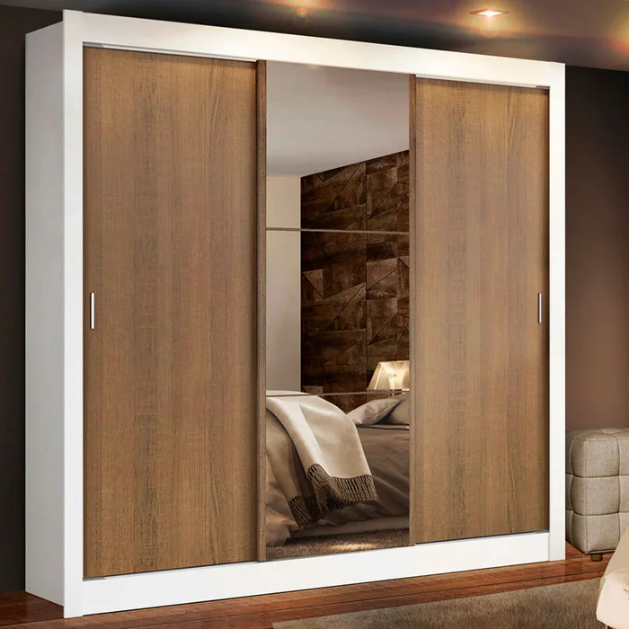 Ropero Placard Matrimonial Monaco 170CM con 1 Espejos 3 Puertas Corred en Marrón - Roperos y placares, Uruguay | Balton, vista 10