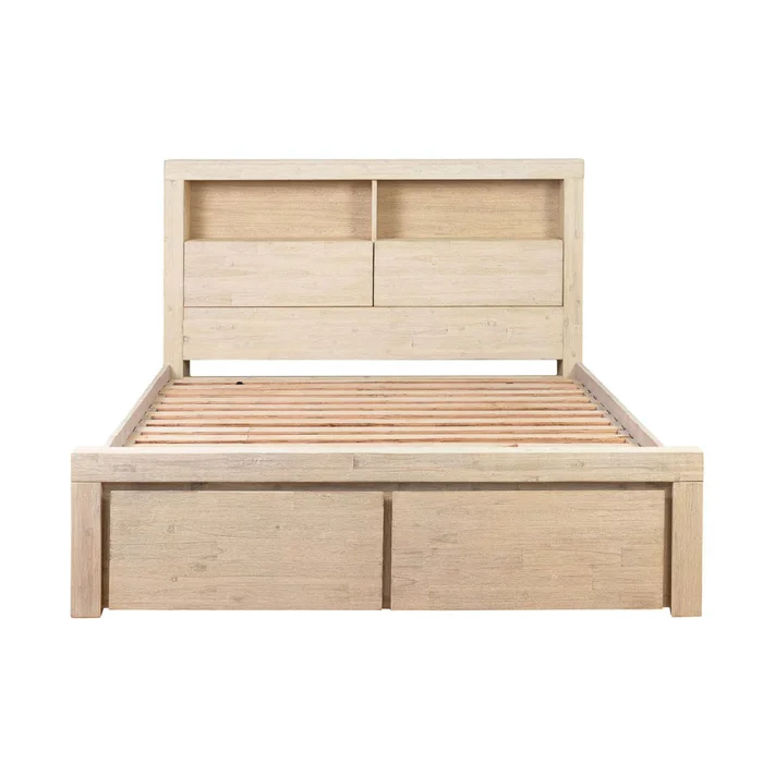 Cama Queen Madera-acacia Natural-beige Newport en Blanco - Dormitorio, Uruguay | Divino, vista 3