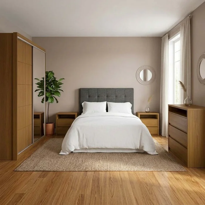 Placard + Comoda + Mesa De Luz South en Beige - Roperos y placares, Uruguay | Divino