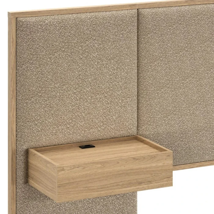 Respaldo Queen con mesa de luz Tapizado Full - Nordik - Text Frizz en Beige - Respaldos de cama, Uruguay | Ecowood, vista 4