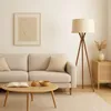 Luminaria de pie pantalla natural y madera E27 147cm en Blanco - Lámparas de pie, Uruguay | Iluminica, vista 3 de 6