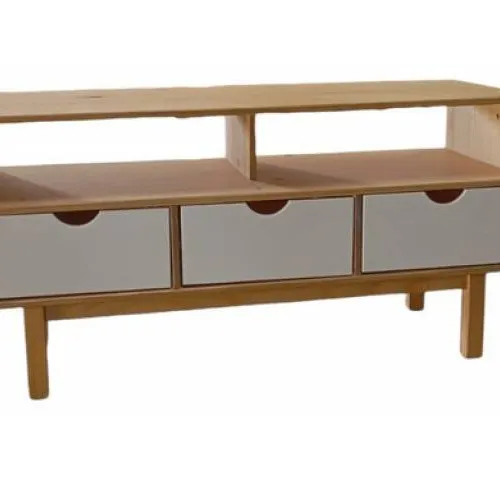 Rack TV 3C Mel/blanco Linea Nordica en Madera Maciza - Muebles para TV, Uruguay | Que Sal Muebleria