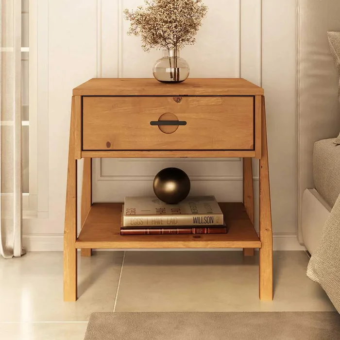 Mesa de Luz Ader - Madera Maciza en Madera natural - Mesas de luz, Uruguay | Balton