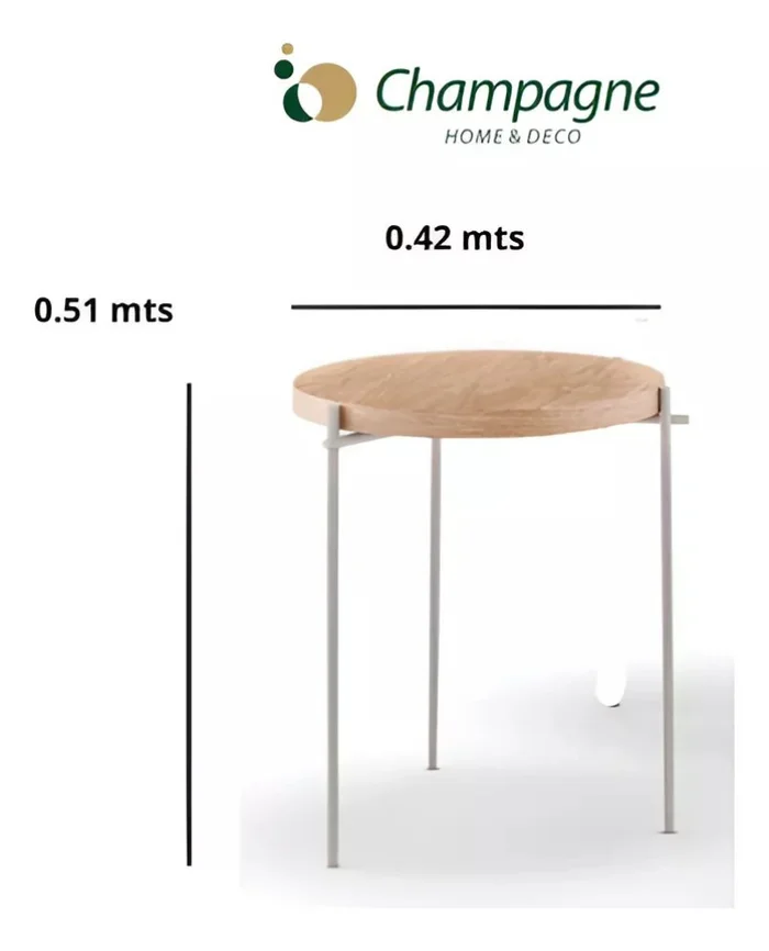 Mesa lateral - Madera clara, pie en metal blanco. en Madera natural - Mesas de living, Uruguay | Champagne Home, vista 2