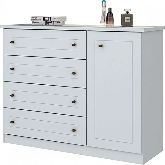 Comoda Cajonera Mdf-y-mdp Blanco Americano en Blanco - Cómodas, Uruguay | Divino, vista 2