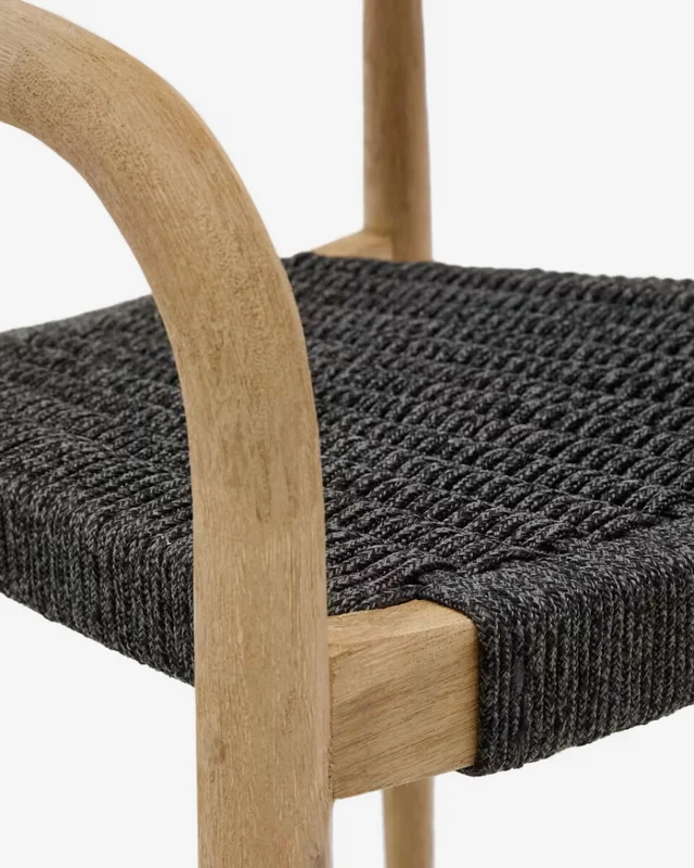 Silla Nina madera maciza - de acacia y cuerda negro en Negro - Sillas, Uruguay | Kavehome, vista 6