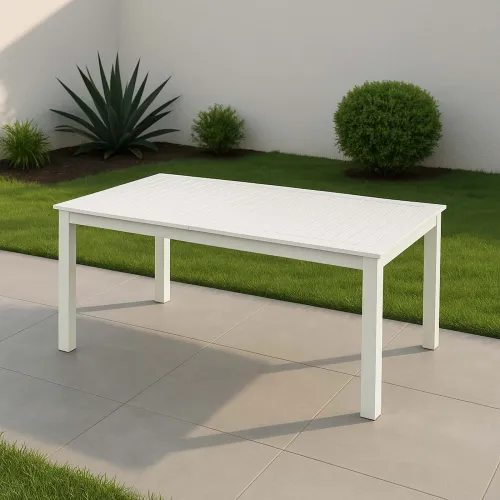 Mesa Exten. 150/210 Aluminio Blanco Portofino en Blanco - Muebles para el exterior, Uruguay | Divino