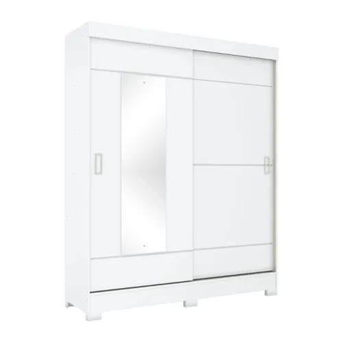 Ropero 2 puertas corredizas con espejo en Blanco - Roperos y placares, Uruguay | La Cueva Muebles