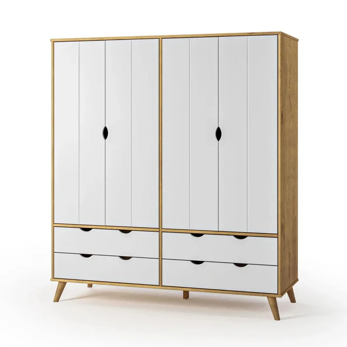 Ropero 4 Puertas - 4 Cajones - Línea Berlin - Blanco en Blanco - Roperos y placares, Uruguay | Ecowood, vista 2