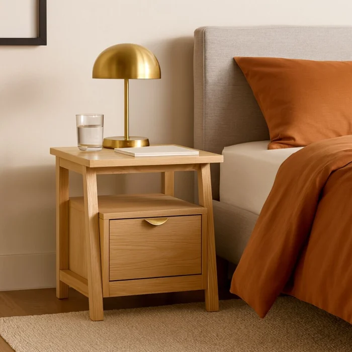 MESA DE NOCHE LATTE ROBLE CLARO en Madera natural - Mesas de comedor, Uruguay | Viasono