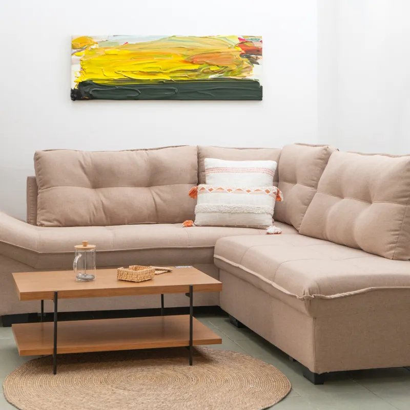 HELLEN- SOFA ESQUINERO VICENZA MARRON CLARO - Sillones y sofás, Uruguay | Alfa Ventas