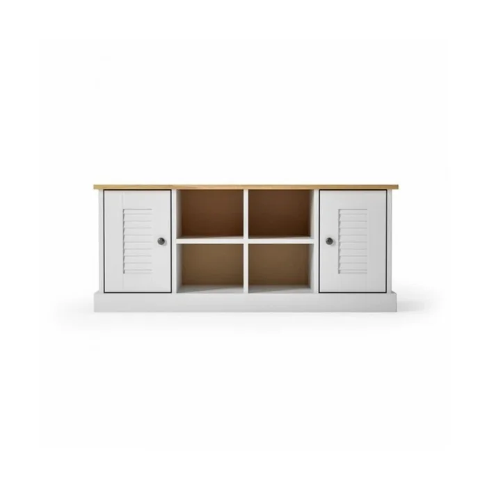 Rack de tv - 2 Puertas - 2 Estantes - Línea Colonial - Blanco en Blanco - Muebles para TV, Uruguay | Ecowood, vista 4