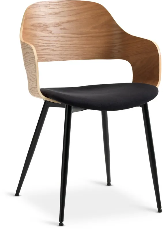 Silla de comedor HVIDOVRE tela negro/roble en Roble/negro - Sillas, Uruguay | JYSK