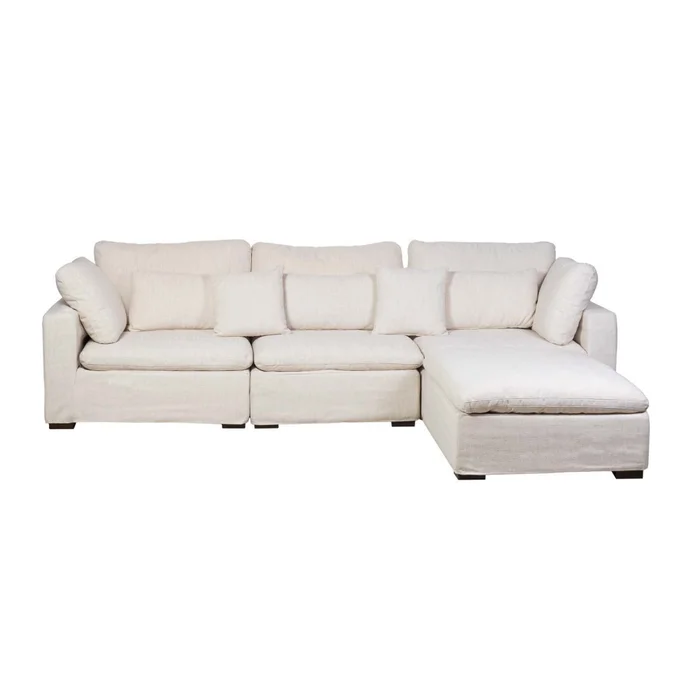 Sofá C/chaise Y Fundas Desmontables 4 Cuerpos Tela Natural-beige Moma Natural en Beige - Sillones y sofás, Uruguay | Divino, vista 2