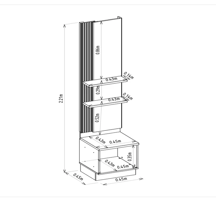 Modulo Lateral - Magnum 45CM con Led en Madera natural - Muebles para TV, Uruguay | Balton, vista 7