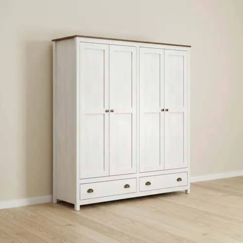 Placard Ropero 4 Puertas Madera Natural-beige Topazio en Blanco - Roperos y placares, Uruguay | Divino