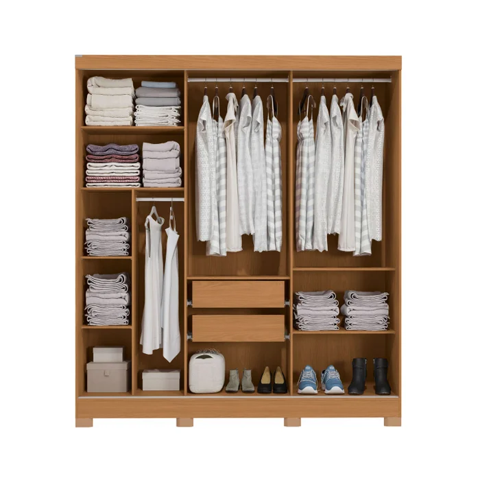 Ropero 3 Puertas Corredizas 180CM - Turin en Madera natural - Roperos y placares, Uruguay | Balton, vista 8