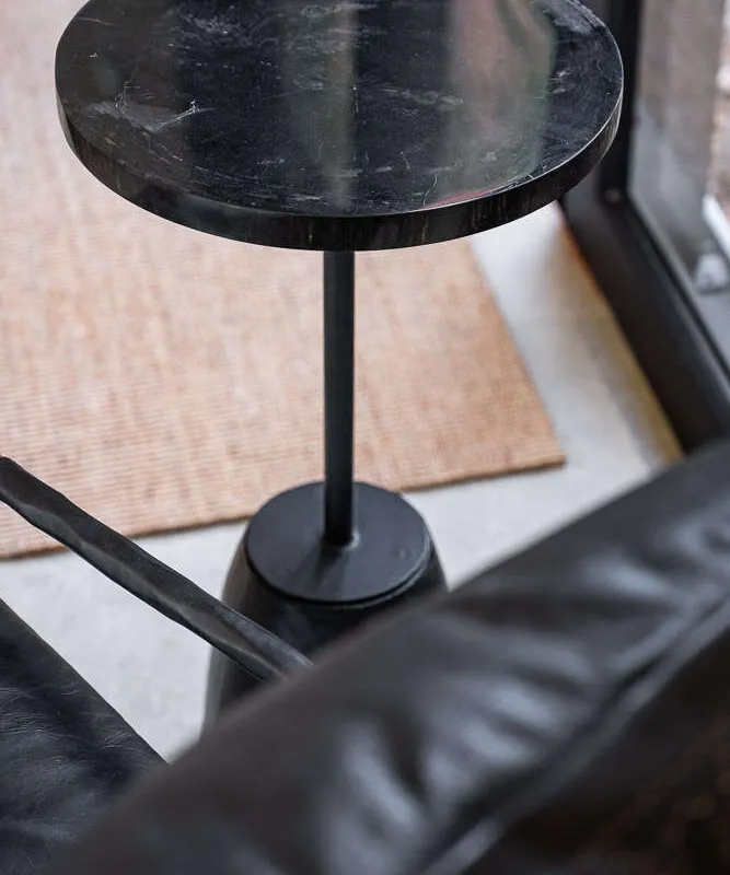 MESA PETRIFICADA BLACK - BASE CEMENTO - 45 CMS - Mesas de living, Uruguay | La Iberica