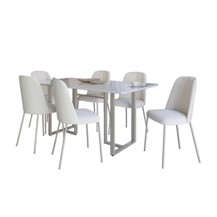 Juego de comedor - Mesa Fosco 1.6 y Arcadia en Blanco - Mesas de comedor, Uruguay | Rústico Hogar