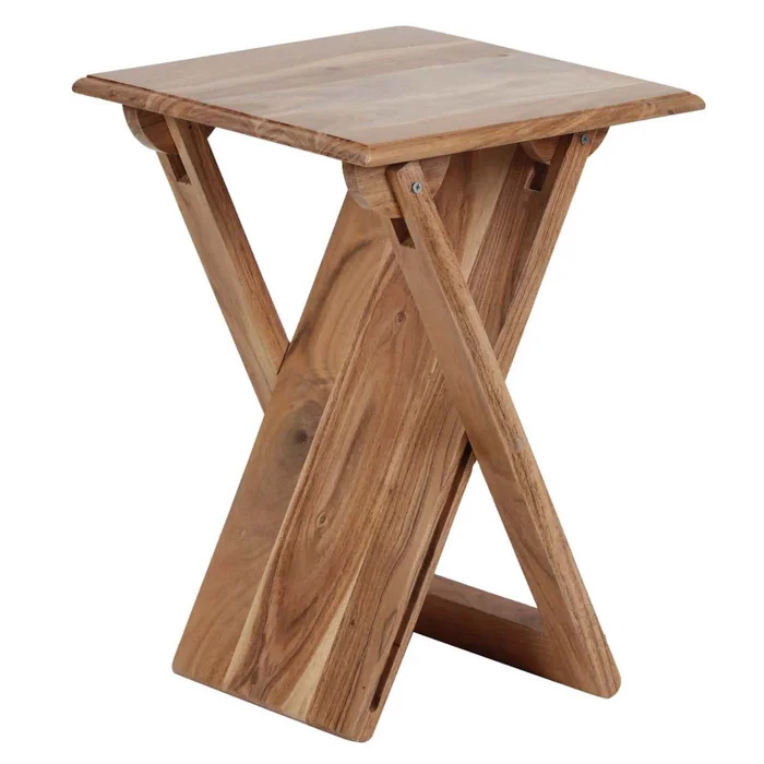 Mesa Auxiliar Madera Marron Plegable Castaño en Marrón - Mesas de living, Uruguay | Divino, vista 2