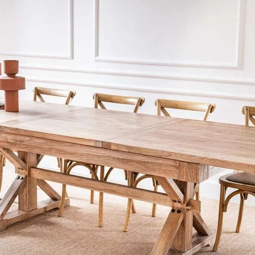 MESA COMEDOR EXTENSIBLE - 2.00 A 2.80 MTS - OLMO en Madera natural - Mesas de comedor, Uruguay | La Iberica