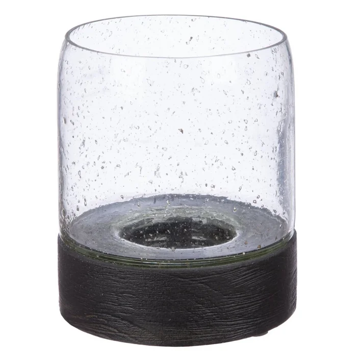 FAROL DE MADERA MANGO D12x15CM MARRON TRANSPARENTE en Negro - Velas y Portavelas, Uruguay | Decohogar, vista 2