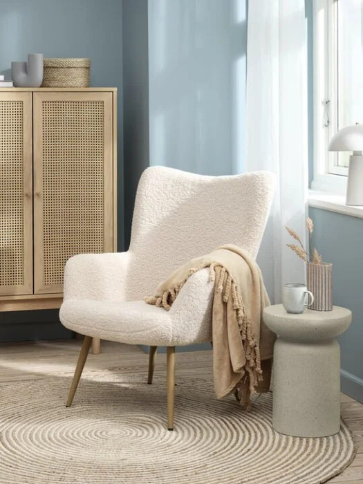 Sillón HUNDESTED 1 cuerpo tela felpa crudo en Blanco crudo - Butacas, banquetas y puffs, Uruguay | JYSK