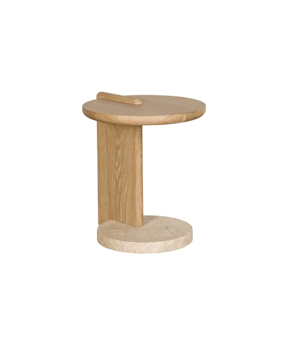 MESA LATERAL BAKERS ROBLE Y MARMOL D45XH52 en Madera natural - Mesas de arrimo, Uruguay | Más Infinito Casa