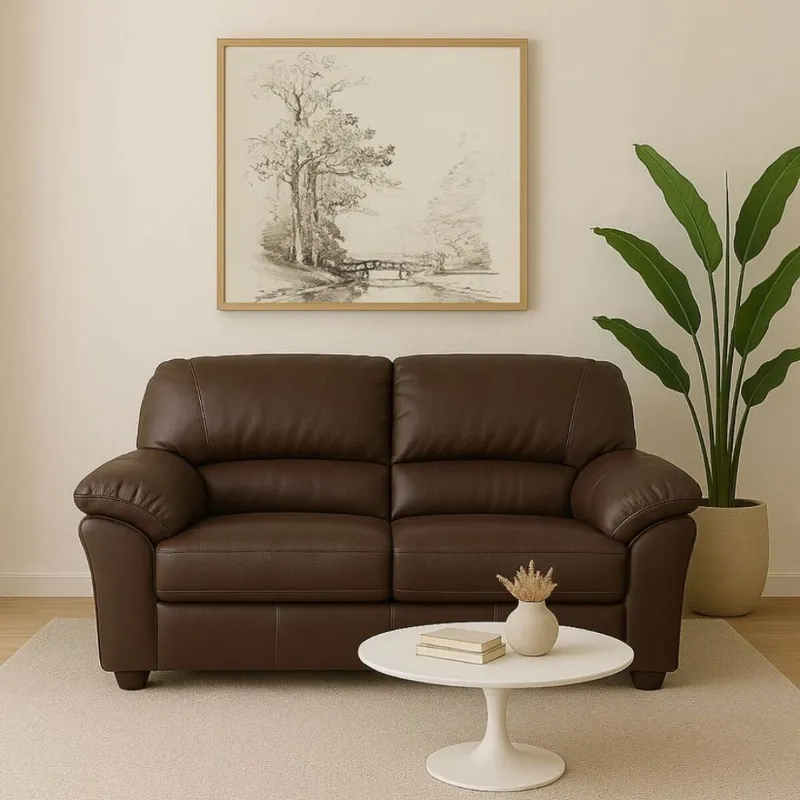 Sillon 2 cuerpos Cuero Natural Florencia - Chocolate en Marrón - Sillones y sofás, Uruguay | La Cueva Muebles