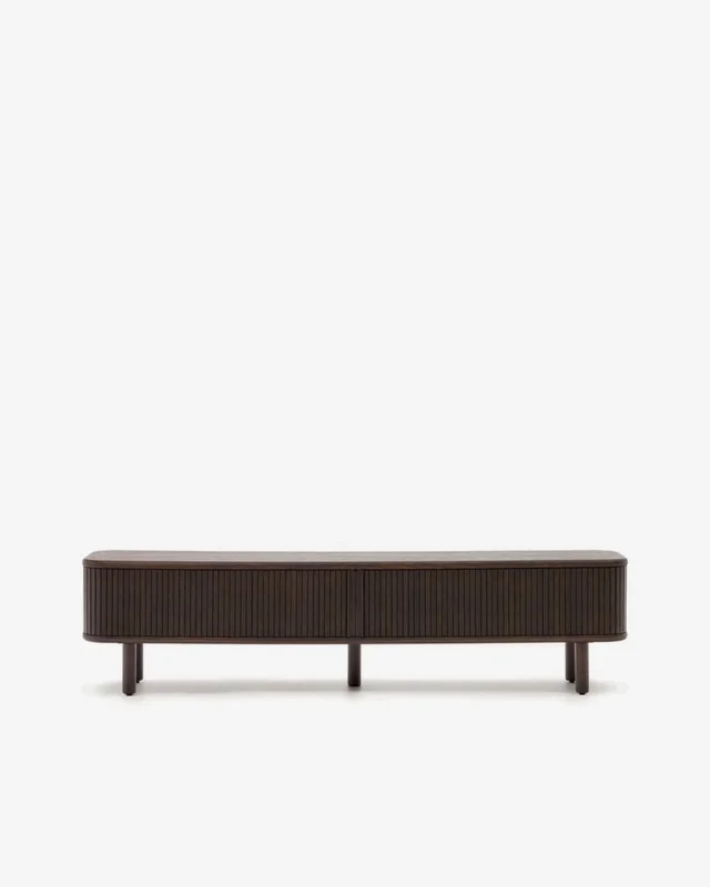 Mueble TV Mailen 2 puertas en chapa de fresno - con acabado oscuro 200 x 50 cm en Negro - Muebles para TV, Uruguay | Kavehome, vista 7