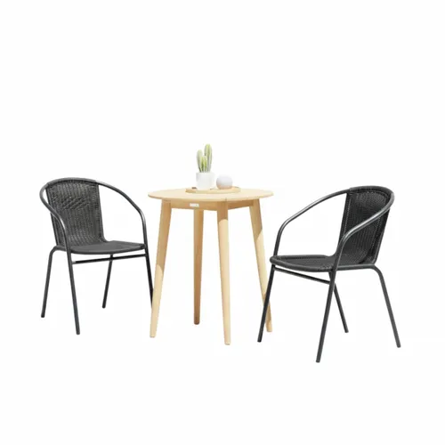 Sillas Símil Rattan con Mesa de Eucaliptus - Nassau - Negro en Negro - Muebles para el exterior, Uruguay | Rústico Hogar