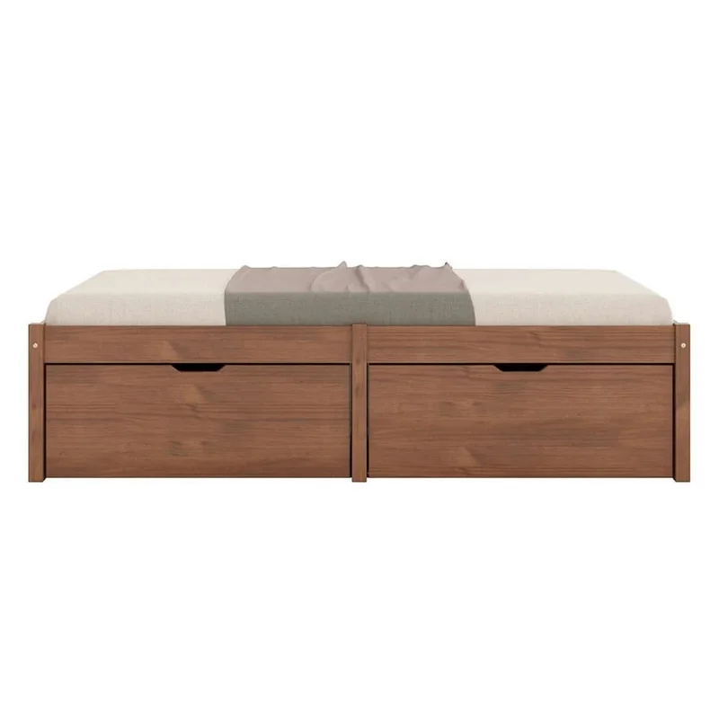 Cama Madera Maciza Con Cajones - 1 plaza - Linea beauty - Marrón en Madera natural - Dormitorio, Uruguay | Ecowood, vista 3
