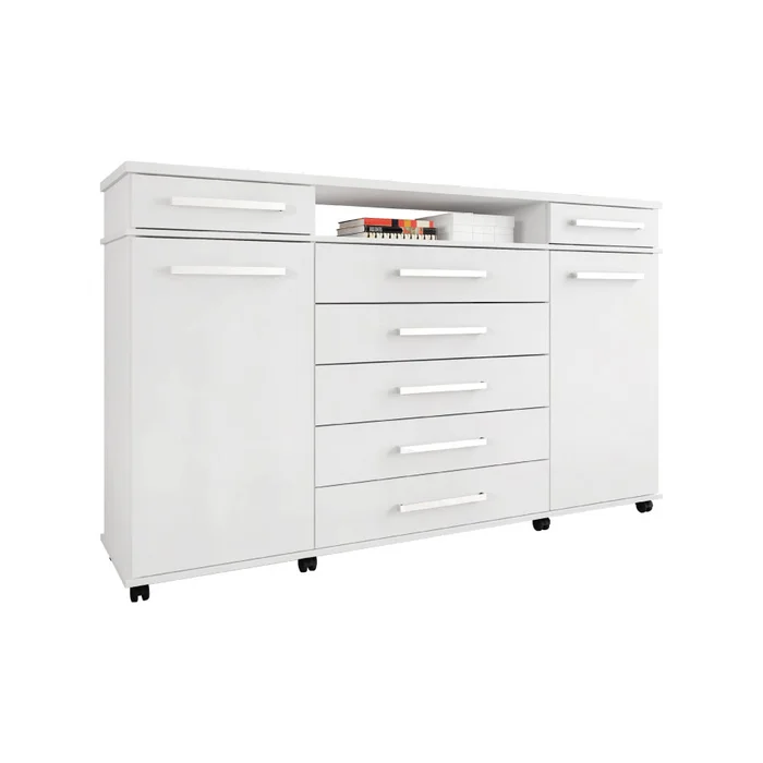 Comodas Cajoneras 7 Cajones 2 Puertas Estante Blanco London en Blanco - Cómodas, Uruguay | Soy Hogar