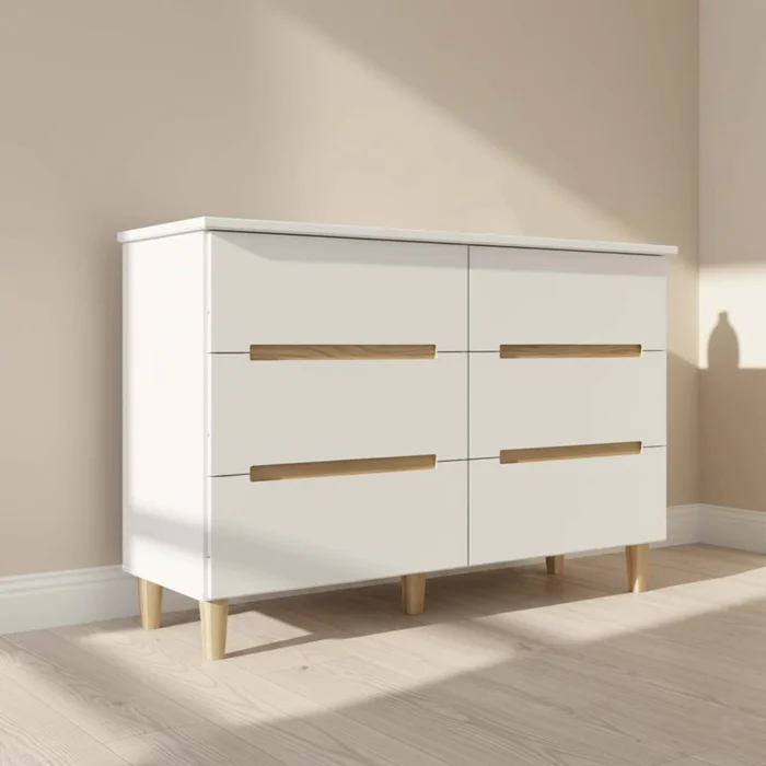 Comoda 6 Cajones Mdf Blanco Logan en Blanco - Cómodas, Uruguay | Divino