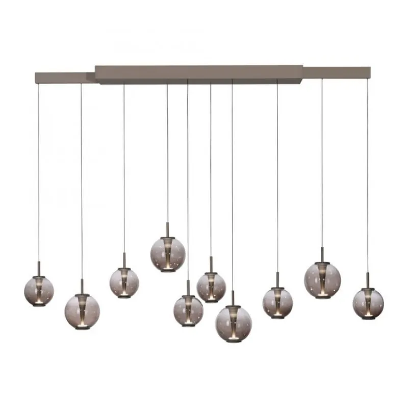Colgante led extensible motorizado 70w 10 luces cristal ámbar a control remoto, Bronce en Multicolor - Lámparas colgantes, Uruguay | Iluminica