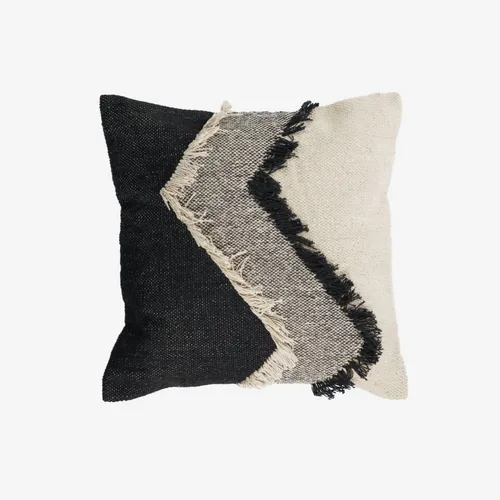 Almohadón Margarite 100% algodón flecos negro y blanco 45 x 45 cm en Multicolor - Textiles, Uruguay | Kavehome