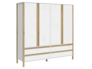 Ropero Combinado Madera 4Puertas, 4Cajones en Blanco - Roperos y placares, Uruguay | Que Sal Muebleria, vista 3