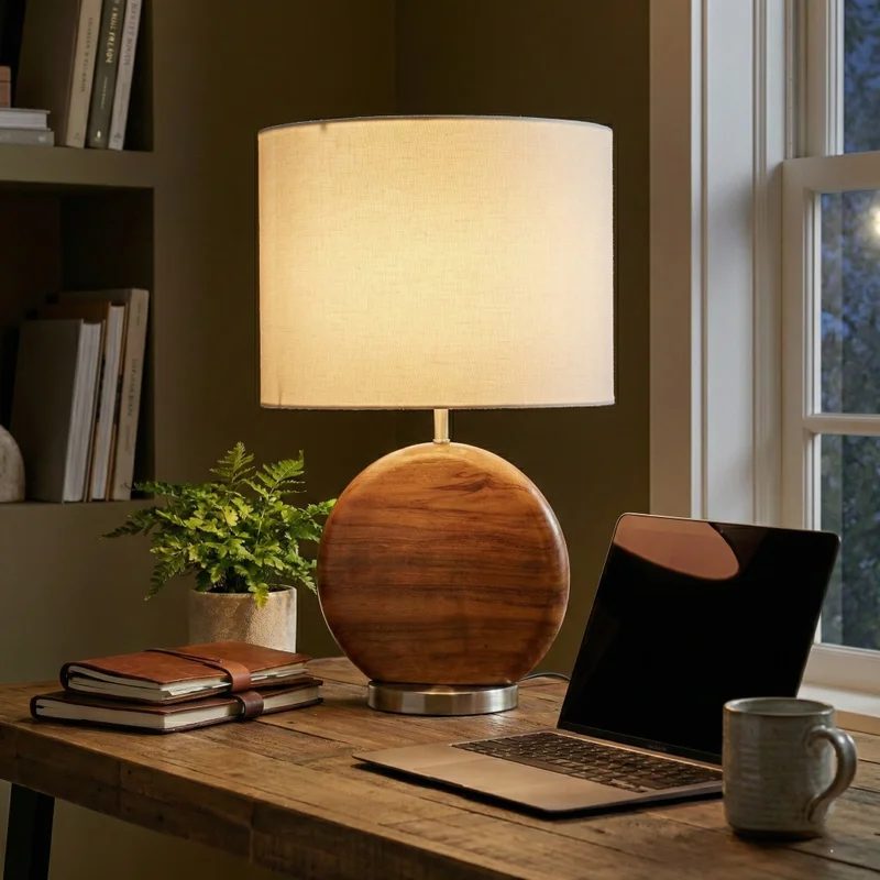 Lámpara de Mesa Orbital Wood en Madera natural - Lámparas de mesa, Uruguay | La Perla, vista 3