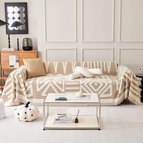 Manta sillón y cama triángulos 180x300cm - caqui en Caqui - Textiles, Uruguay | Buho Store