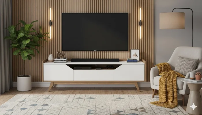 Rack Lotus – Olmo/ Blanco – 180 cm en Olmo / Blanco - Muebles para TV, Uruguay | Berna Home, vista 2