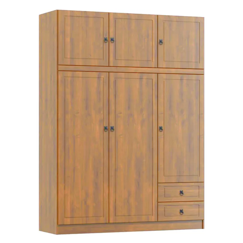 Ropero 6 puertas 2 cajones Linea Naturale en Madera natural - Roperos y placares, Uruguay | La Cueva Muebles