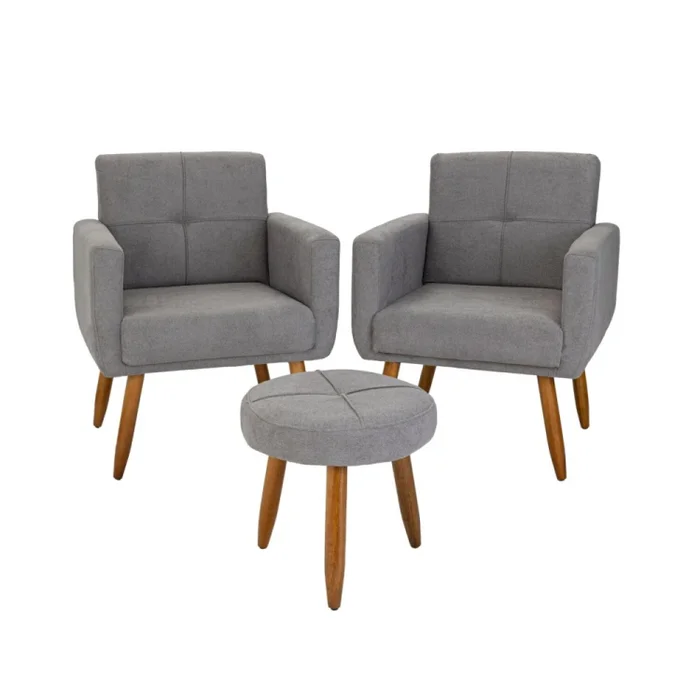 SET DALLAS 2 POLTRONAS + 1 PUFF - Sillones y sofás, Uruguay | Alfa Ventas