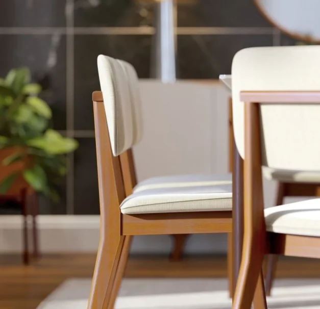 Silla de Comedor Classic Madera Targuí y Lino Beige en Beige - Sillas, Uruguay | Berna Home, vista 4