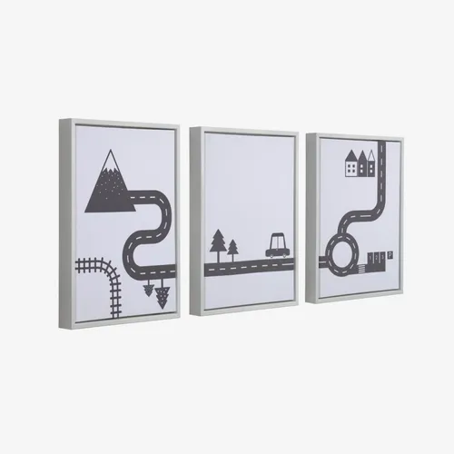 Set Nisi de 3 cuadros coches negro en Negro - Decoración de pared, Uruguay | Kavehome