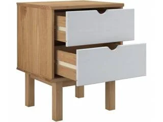 Mesa de Luz 2 C Mel/Gris Linea Nordica en Madera Maciza en Mel/Blanco - Mesas de luz, Uruguay | Quesal, vista 12