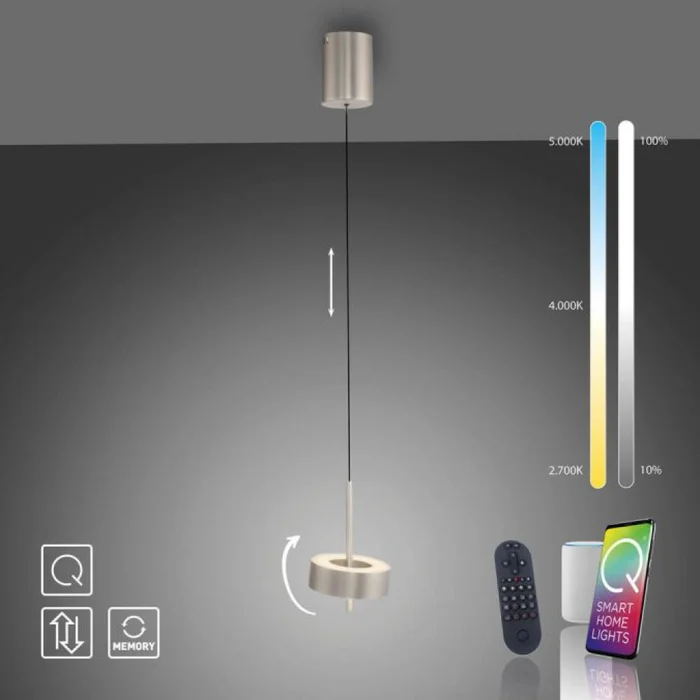 Colgante led orientable 9w 14cm regulable a control remoto, plateado en Plateado - Lámparas colgantes, Uruguay | Iluminica, vista 3