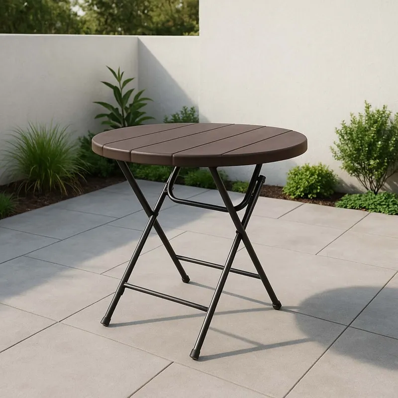 Mesa Circular Plegable Polietileno-alta-densidad Negro Aveo en Negro - Muebles para el exterior, Uruguay | Divino