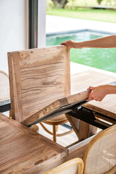MESA COMEDOR EXTENSIBLE - 1.40 A 1.90 MTS - OLMO en Madera natural - Mesas de comedor, Uruguay | La Iberica, vista 13