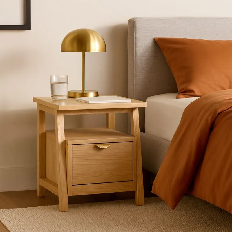 MESA DE NOCHE LATTE ROBLE CLARO en Madera natural - Mesas de comedor, Uruguay | Viasono